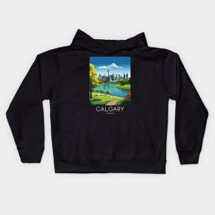 A Pop Art Travel Print of Calgary - Canada Kids Hoodie